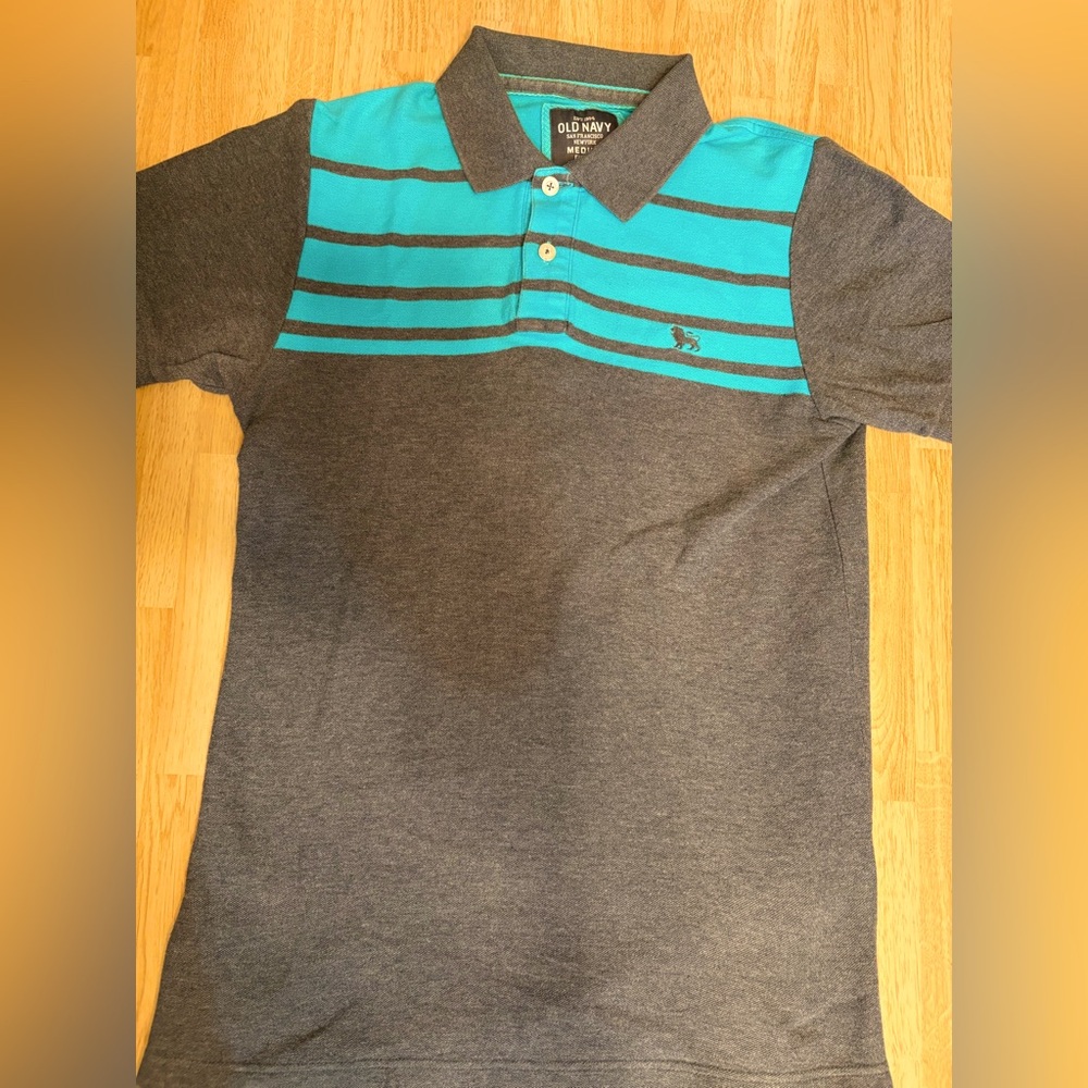 Old Navy Teal and Gray Polo Shirt